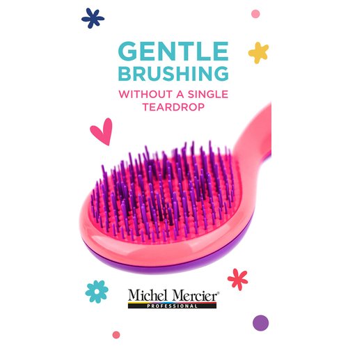Michel Mercier The Girlie Detangle Brush - Painless Detangling Brush - Easy Grip Hair Brush Design - Thick and Curly Hair - Pink-Purple - 1 pc