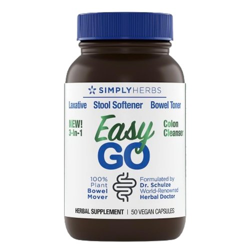 Dr. Schulze's Easy GO Bowel Mover - Formulated Gentle Laxative, Colon Toner & Stool Softener | 100% Plant Natural Bowel Cleanse - Promotes Regular & Complete Bowel Movements - 50 Count Vegan