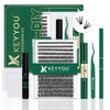 DIY Lash Extension Kit KEYYOU 300Pcs Individual Eyelash Extension Kit 40D 0.07C Curl 9-18MIX Lash Clusters Kit with Lash Glue Remover Applicator Easy to Use for Beginners(Kit-40D-0.07C,9-18MIX)