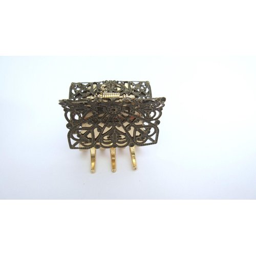 Generic Small/medium gold and bronze metal filigree hair claw clip jaw clip