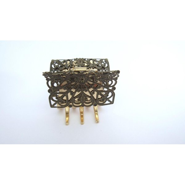 Generic Small/medium gold and bronze metal filigree hair claw clip jaw clip