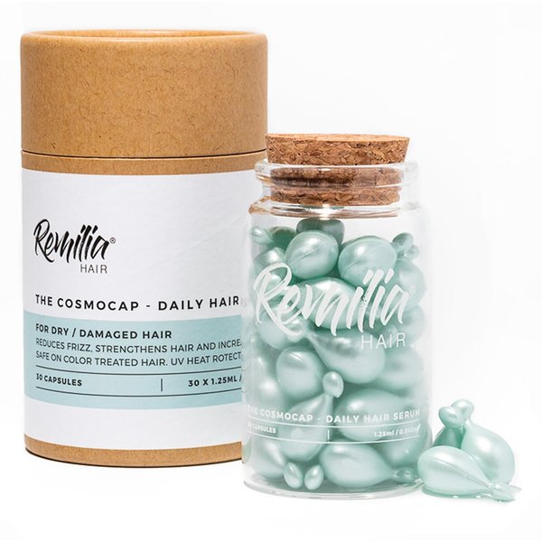 Hair Serum with Keratin, Silk Protein & Vitamin B5 - Hair Treatment Oils for Frizzy and Damaged Hair - Restorative Hair Vitamin Capsules - Hair Styling Oils for Women - 30 Hair Oil Capsules by Remilia