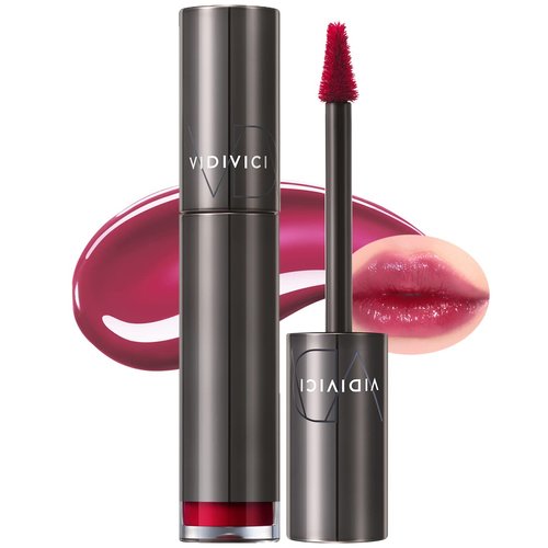 VIDIVICI Millennial Tint Glit - Transfer Proof Moisture Korean Lip Tint with Long-Lasting Color, Lightweight Water Jelly Texture, Hydrating & Smudge-Free Lip Stain, 0.13oz (01 PLUM WITH ME)