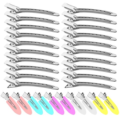 Duck Billed Hair Clips, Metal Alligator Hair Clips with Holes, Hair Pins 30 Pcs, Metal Hair Clips for Styling and Makeup, Silver Perfect for Home Use and Salon, Bows DIY. -Viywicz