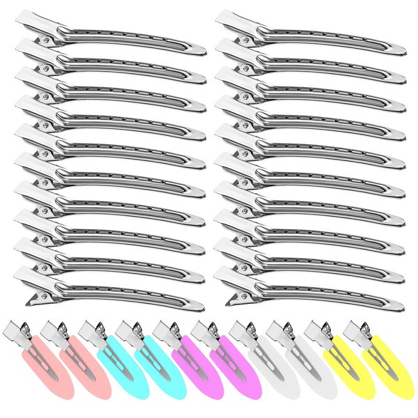 Duck Billed Hair Clips, Metal Alligator Hair Clips with Holes, Hair Pins 30 Pcs, Metal Hair Clips for Styling and Makeup, Silver Perfect for Home Use and Salon, Bows DIY. -Viywicz