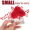 LALAFINA Red Flower Hair Comb Crystal Bridal Hair Comb Wedding Hair Comb Rhinestone Hair Piece Floral Rhinestone Hair Comb for Women Bride (Red)