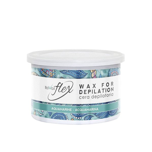 Italwax Flex Aquamarine - 397g / 14oz - Soft wax for hair removal - Unscented - Liposoluble syntetic formulation - Ideal for waxing all body area​