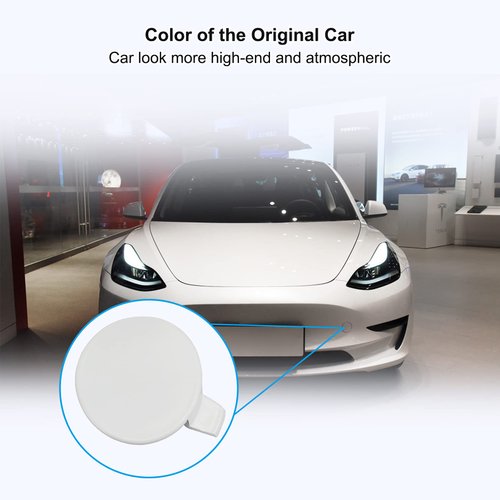 Front Tow Hook Cover for Tesla Model 3 2017-2023 White Front Bumper Tow Hook Cover Cap