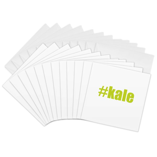 3dRose Greeting Cards - Green #Kale on white background - 12 Pack - KIKE CALVO Vegetarian and Vegan