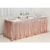 PartyDelight 6ft Rose Gold Sequin Table Skirt for Round/Rectangle/Square Table for Birthday Party Wedding Christmas.
