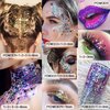 𝐆𝐀𝐁𝐎𝐗 8 Jars Cosmetic Chunky Glitter Purple Pink Green Color Mix, Holographic Nail Resin Glitter, Fine Powder+1mm+2mm+3mm Sequins Flakes, Iridescent Art Glitter Set for Body Face Eyes Hair Crafts