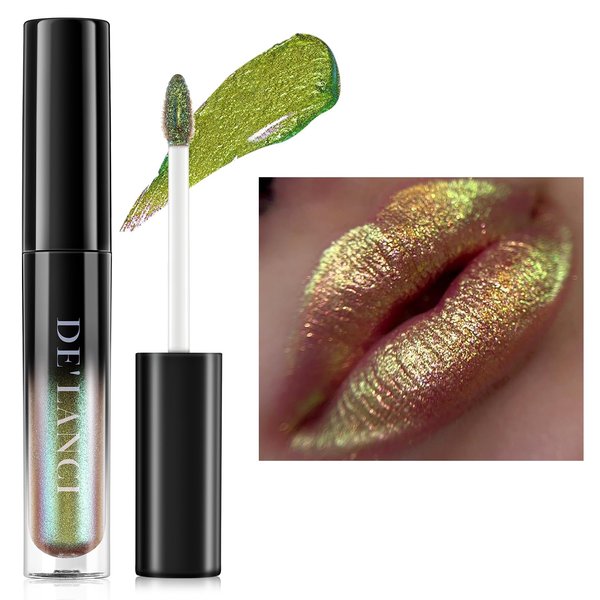 OYGCee Chameleon Lipstick Blue Green Color,Shimmer Metallic Colourful Lip Gloss for Women Girls Lips Makeup Gift,Hydrating Waterproof and Long Lasting Lip Stick Shiny,Talc-Free，#1