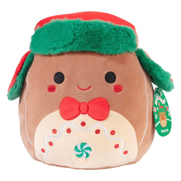 Squishmallows 10-Inch Peterson The Christmas Gingerbread Man - Official Jazwares Plush - Collectible Soft & Squishy Stuffed Animal Toy - Add to Your Squad - Gift for Kids, Girls & Boys