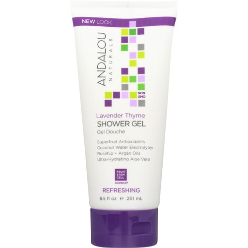 Andalou Naturals, Lavender Thyme Refreshing Shower Gel, 8.5 fl oz (251 ml)(pack of 2)