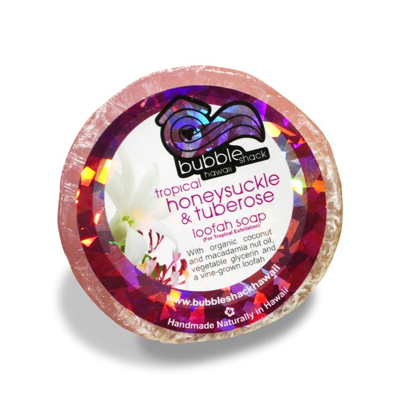 Bubble Shack Hawaii Loofah Lather Soap Bar (Honeysuckle Tuberose)