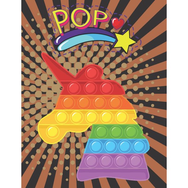 popit unicorn fidget toys: fanny notebook 120 pages college Ruled school writing book - Fidget toy writing pad - Sensory notebook (image only)