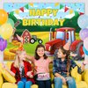 Avezano Tractor Birthday Backdrop for Kids Farm Red Barn Tractor Birthday Party Decorations Banner Farm Themed Backdrop for Children's Birthday Party (7x5ft)