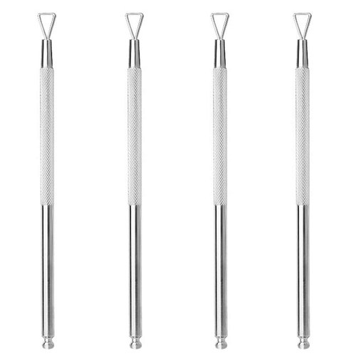 4 Pieces Nail Cuticle Pusher Stainless Steel Cuticle Pusher Triangle Cuticle Peeler Scraper Cuticle Pusher Gel Nail Polish Nail Art Remover Tool for Fingernail and Toenail, Silver