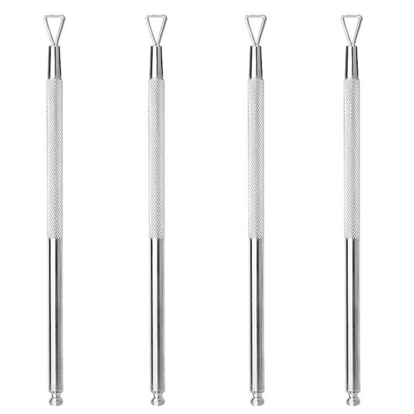 4 Pieces Nail Cuticle Pusher Stainless Steel Cuticle Pusher Triangle Cuticle Peeler Scraper Cuticle Pusher Gel Nail Polish Nail Art Remover Tool for Fingernail and Toenail, Silver