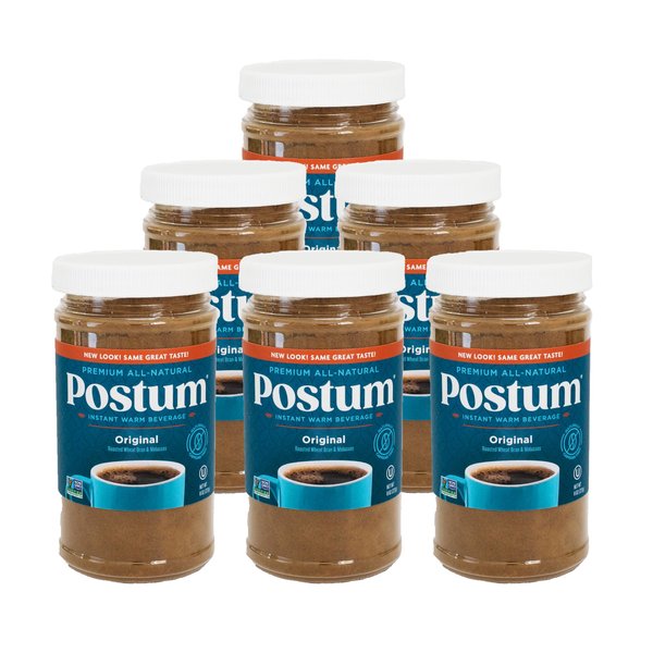 Postum Wheat Bran & Molasses Coffee Substitute - Coffee Substitute Caffeine Free (6 x 8oz) | Natural Blend, Rich, Tasty, Healthy, Dietary Beverage for Breakfast, Gourmet & Pantry Pack