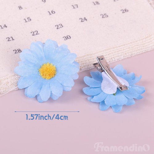 Framendino, 24 Pack Daisy Clip Flower Clips Small Sunflower Hairpins Bridal Accessories for Women Girls Beach Wedding Decor (4 Colors)