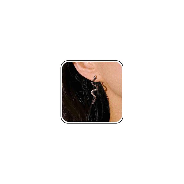 Allereyae Vintage Snake Dangle Earrings Punk Snake Drop Earrings Silver Snake Stud Earrings Boho Serpent Earrings Jewelry for Women (Silver)