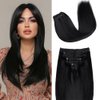 Human Hair Clip in Hair Extensions 120g Jet Black Double Weft Thickened Silky Straight Hair Extensions 8pcs Clip in Hair Extensions(1,16inch)