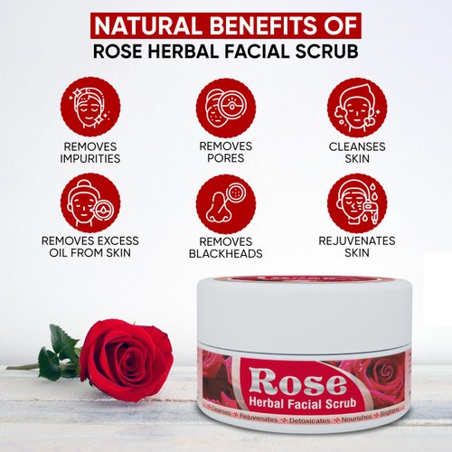 HERBOGANIC Rose Herbal Facial Scrub | Pure Herbal |Exfoliating Rose Scrub for Cleansing and Nourishing | Rose Body Wash Scrub | All Natural | Equally Effective for Men and Women | 5.30 oz…