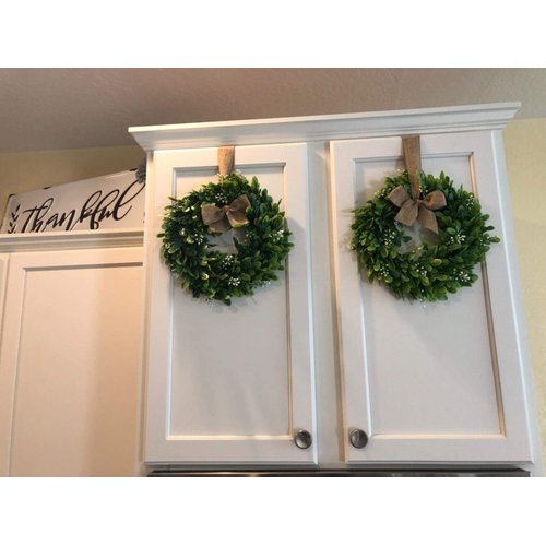 LSKYTOP 2 Pack Boxwood Wreath Round Wreath Artificial Wreath Green Leaves Wreath Door Wall Window Decoration,12Inch/PC