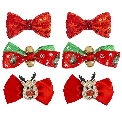 Cute Hair Clips Set for Girls - 6 Pcs Alligator Clips Bows Barrettes Holiday Hair Pins,Ideal Hair Accessories Set,Perfect Gifts for Baby,Toddlers(Christmas-A)
