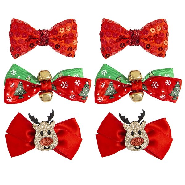 Cute Hair Clips Set for Girls - 6 Pcs Alligator Clips Bows Barrettes Holiday Hair Pins,Ideal Hair Accessories Set,Perfect Gifts for Baby,Toddlers(Christmas-A)
