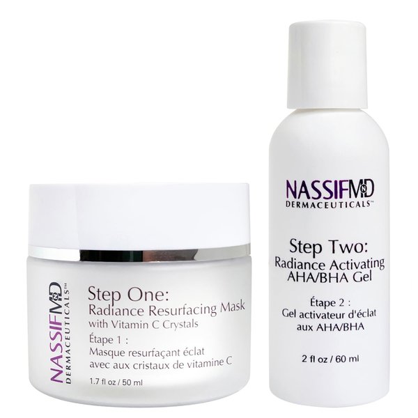 NassifMD Micro-Spa Vitamin C Skin Peel BHA Chemical Exfoliant for Face, Chemical Face Peel with Vitamin C Mask, AHA BHA Facial Peel, Chemical Peel for Face at Home, Face Exfoliant with Salicylic Acid