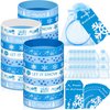 Liliful 24 Set Winter Snowflake Party Favors, Blue Christmas Snowflake Silicone Wristbands with Cards and Organza Bags for Blue Xmas Goody Bag Filler Snowflake Party Favors Christmas Classroom Gifts