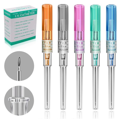 Catheter Piercing Needles - Lyuxzad 50Pcs Mixed IV Piercing Catheter Needles 14G 16G 18G 20G and 22G Ear Nose Piercing Needles Hollow Needles for Lip Tongue Navel Nipple Cartilage Belly Piercing Kit