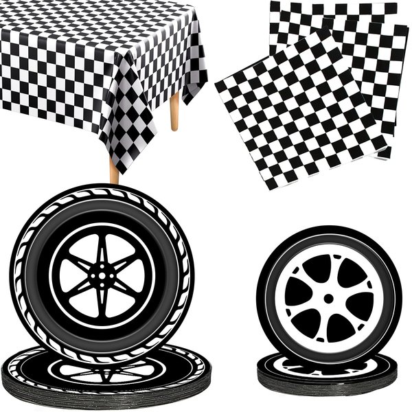 Race Car Birthday Party Supplies Race Car Birthday Party Decorations Race Car Plates and Napkins Cars Birthday Party Supplies for Boys Two Fast Racing Monster Car Truck Hot Car Wheel Party Supplies