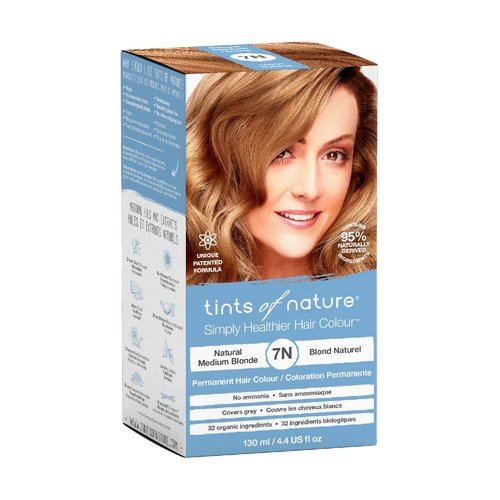 Tints of Nature 7N Natural Medium Blonde Permanent Hair Dye, Nourishes Hair and Covers Greys, Ammonia-Free, 130ml