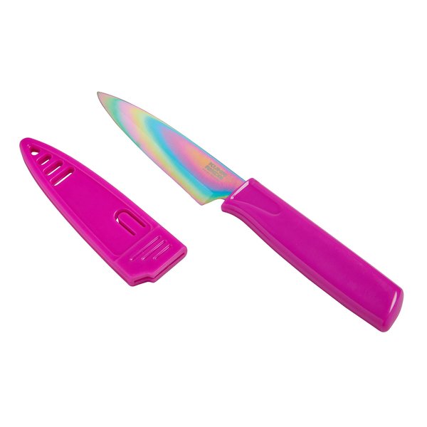 Kuhn Rikon Colori Non-Stick Straight Paring Knife with Safety Sheath, 4 inch/10.16 cm Blade, Unicorn