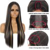 Straight Synthetic Lace Front Wigs for Women 28 Inch Middle Part Wig Blonde Mixed Brown Colored Wig Hightlight Long Wigs (28 Inch Straight Wig Brown Mixed Blonde)