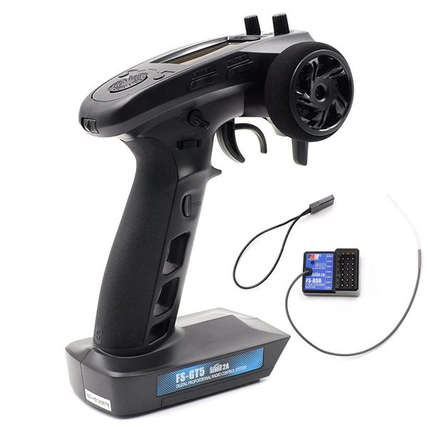 DTXMX Flysky FS-GT5 6 Channels RC Transmitter with FS-BS6 Gyro Receiver 2.4G RC Radio Controller 20 Models Storage for RC Buggy Crawler Car Boats Tank