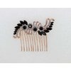 Faship Black Rhinestone Crystal Rose Gold Plated Floral Hair Comb