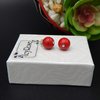 925 Sterling Silver 8mm Red Coral Ball Stud Earrings 3612