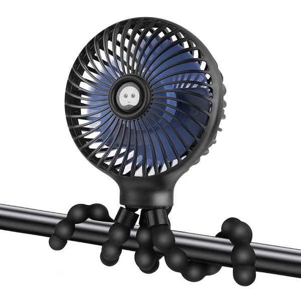 OGAJO Portable Stroller Fan with Flexible Tripod, 5200mAh Battery, 3 Speeds, USB Rechargeable, for Car Seats, Cribs and More