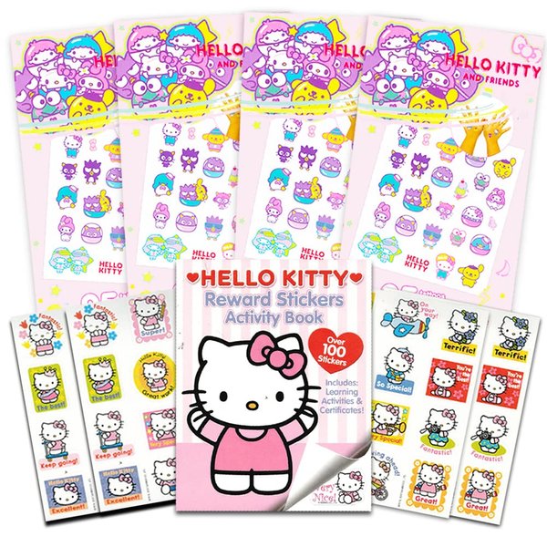 Hello Kitty Stickers and Tattoos Party Favor Bundle ~ 100 Stickers and 100 Hello Kitty Temporary Tattoos