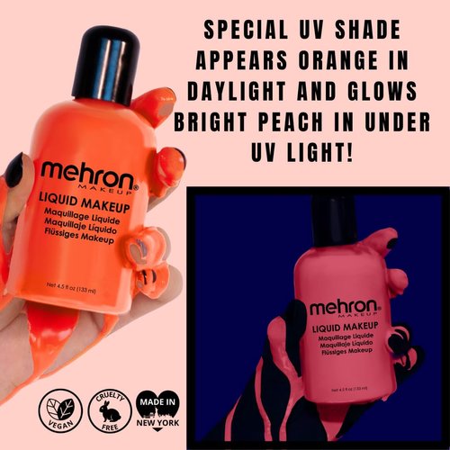 Mehron Makeup Liquid Makeup | Face Paint and Body Paint 4.5 oz (133 ml) (Glow Orange)