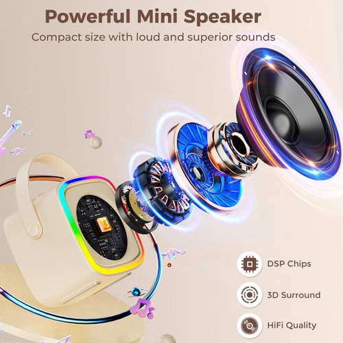 HWWR Karaoke Machine for Kids, Mini Karaoke Machine with 2 Microphones & LED Lights for Home Party, Toys for Girls Boys, Family Christmas Birthday Gift for Kids 4 5 6 7 8 9 10 11 12+ Years Old