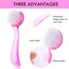 3 Pieces Facial Cleansing Brush Acrylic Handle Face Scrubbers Soft Bristle Exfoliator Cleaner Brush Scrub Exfoliating Facial Brush for Face Care Makeup Skincare Removal (Pink, Purple, Blue)