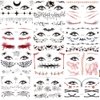 Halloween Temporary Tattoos Day of the Dead Face Tattoos Spider Eye Web Tattoos Sticker 12 Sheets Day of the Dead Makeup Decals for Halloween Party Decorations