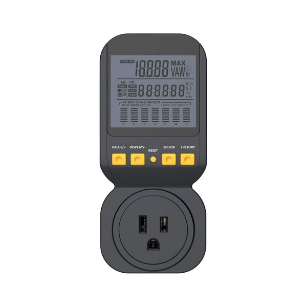 Electricity Usage Monitor by Spartan Power Energy Watt Meter with 15A Outlet, 1800 Watt Maximum SP-PM120
