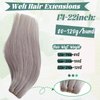 Platinum Sew in Hair Extensions Real Human Hair for Women,Platinum Sliver Color Weft Hair Extensions Human Hair Bundles Hand Tied Weft Hair Extensions Soft Straight Real Human Hair Extensions