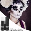 CCBeauty Halloween White Black Face Body Paint Stick + 10 Remover Wipes, Cream Eye Black Stick for Sports, Blendable Foundation for Clown Skeleton Vampire Skull Joker Mime Cosplay Costume Makeup Kit
